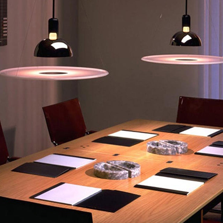 Minimalist Indoor Pendant Light, Dome Shade Metal 1-Light Pendant Lighting with Disk Under