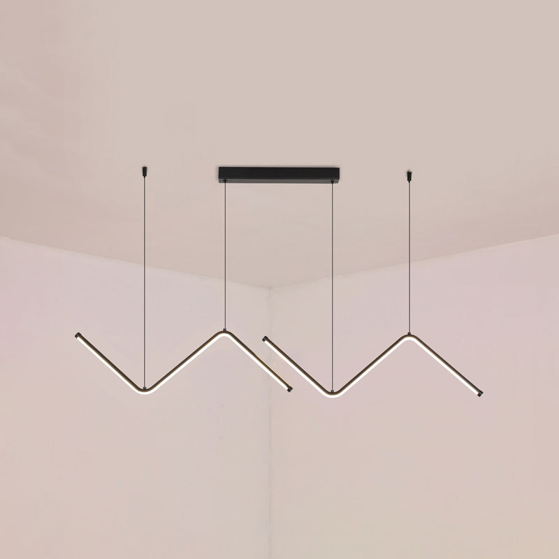 Modern Style Linear Pendant Light Fixtures Metal 2 Lights Led Hanging Lamp