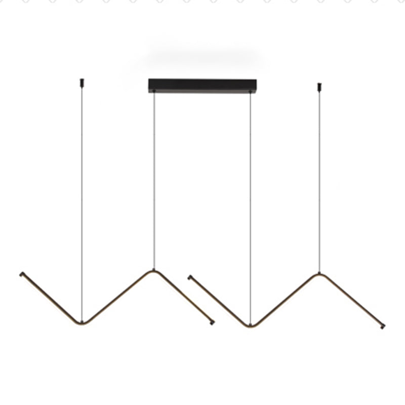 Modern Style Linear Pendant Light Fixtures Metal 2 Lights Led Hanging Lamp
