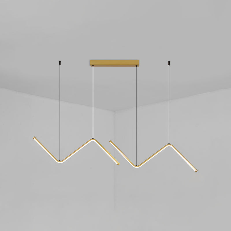 Modern Style Linear Pendant Light Fixtures Metal 2 Lights Led Hanging Lamp