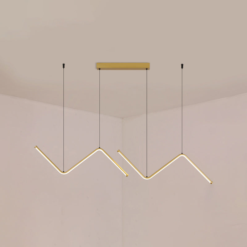 Modern Style Linear Pendant Light Fixtures Metal 2 Lights Led Hanging Lamp