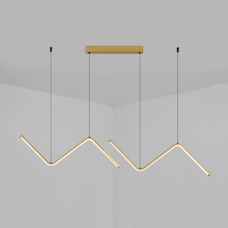 Modern Style Linear Pendant Light Fixtures Metal 2 Lights Led Hanging Lamp