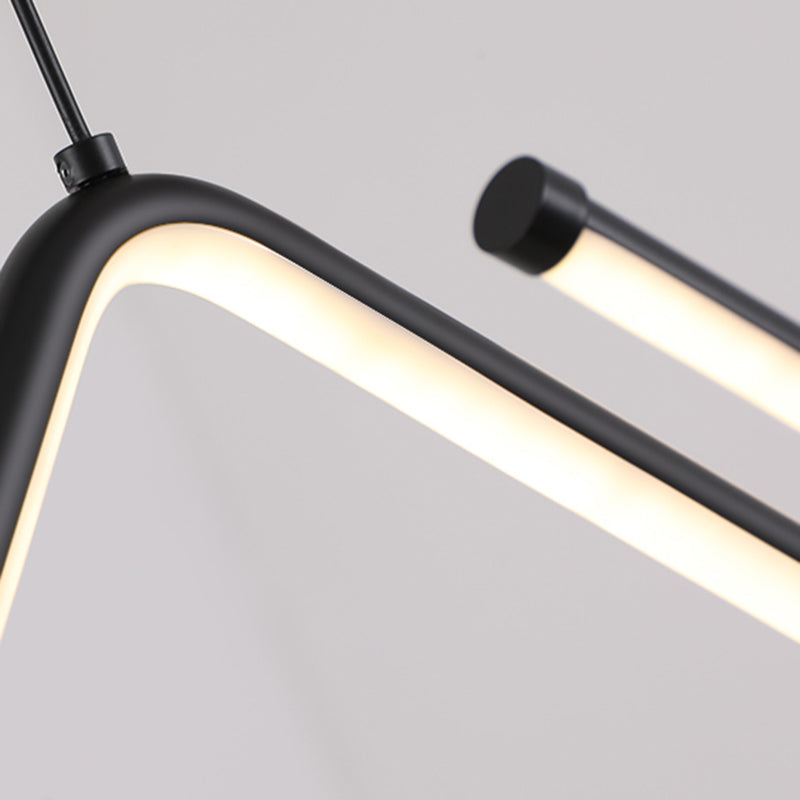 Modern Style Linear Pendant Light Fixtures Metal 2 Lights Led Hanging Lamp