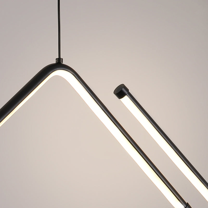 Modern Style Linear Pendant Light Fixtures Metal 2 Lights Led Hanging Lamp