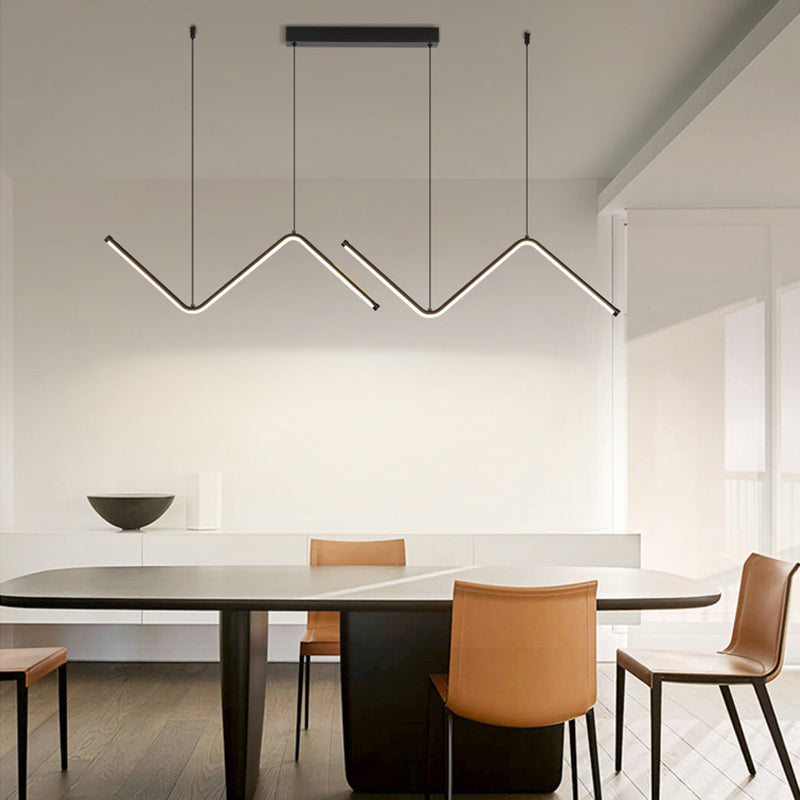 Modern Style Linear Pendant Light Fixtures Metal 2 Lights Led Hanging Lamp