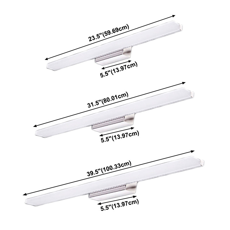 1-Light Linear Wall Sconce Modern Simple Style Mirror Wall Lighting in Silver