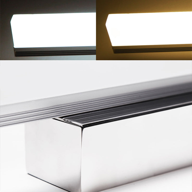 1-Light Linear Wall Sconce Modern Simple Style Mirror Wall Lighting in Silver