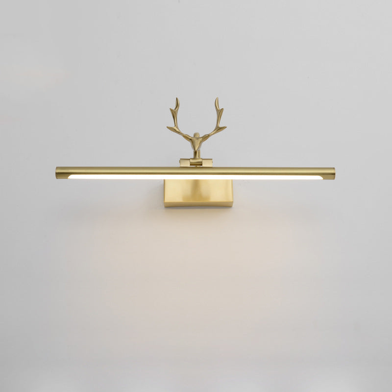 Linear 1-Light Wall Mounted Light Fixture Modern Style Brass Vanity Lighting Ideas