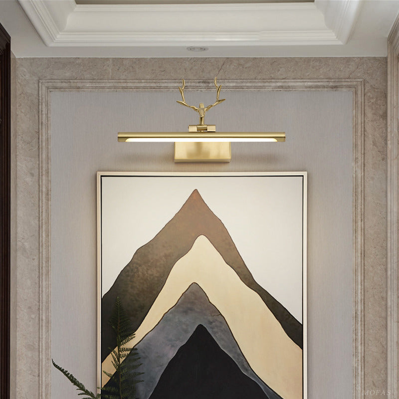 Linear 1-Light Wall Mounted Light Fixture Modern Style Brass Vanity Lighting Ideas