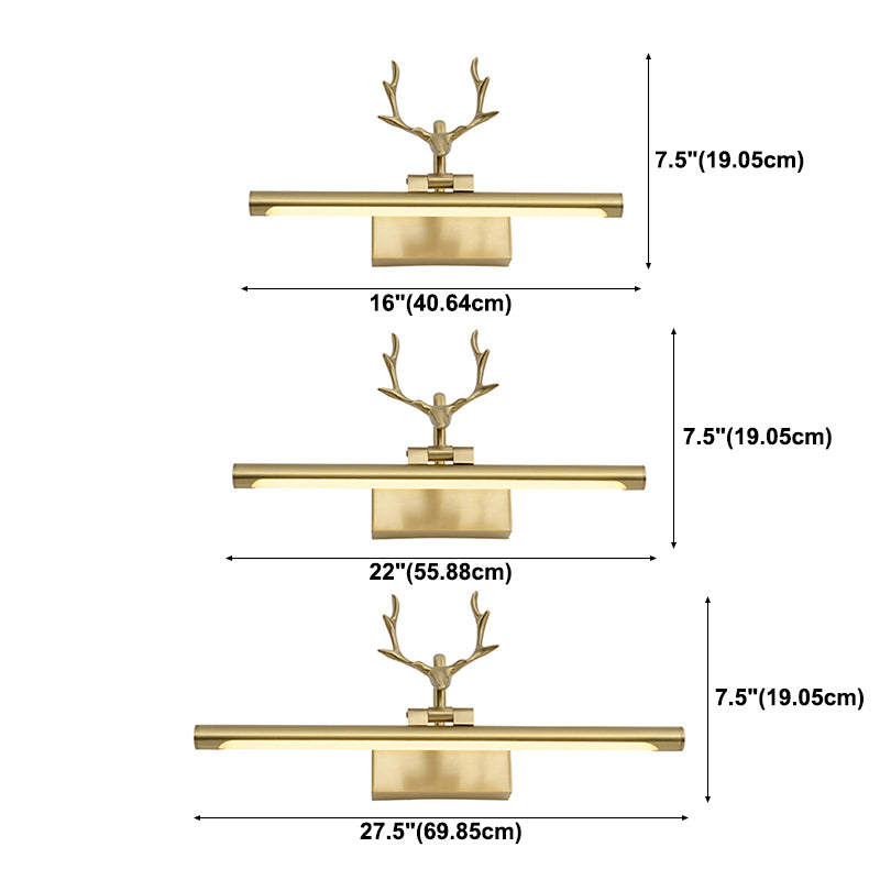 Linear 1-Light Wall Mounted Light Fixture Modern Style Brass Vanity Lighting Ideas