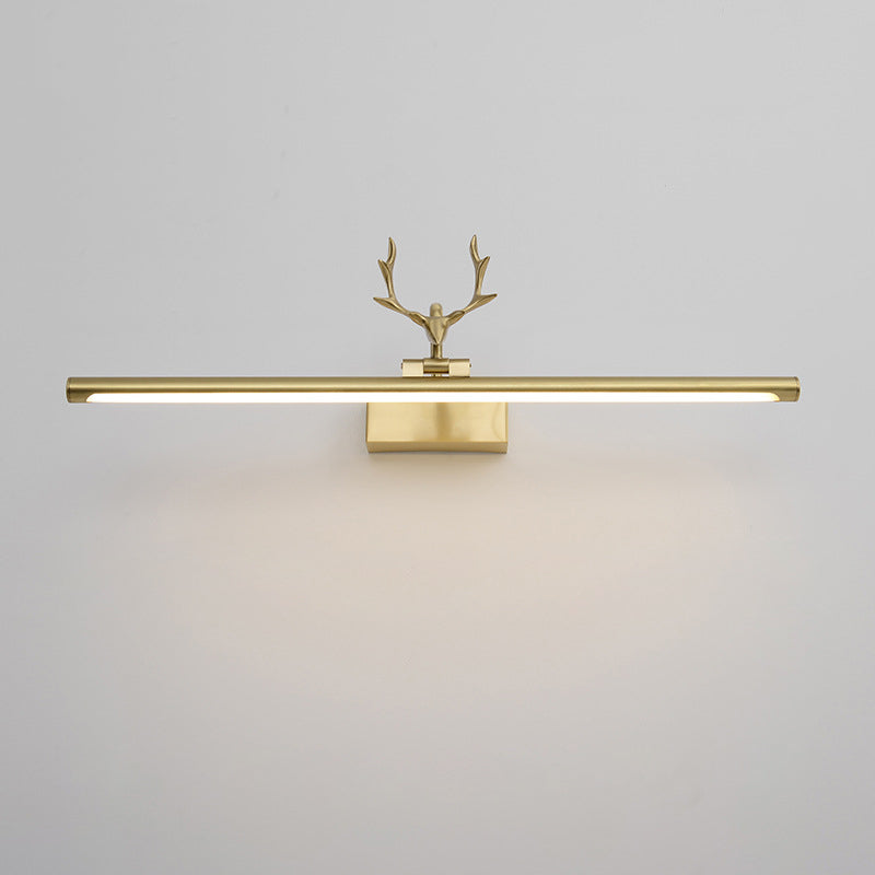 Linear 1-Light Wall Mounted Light Fixture Modern Style Brass Vanity Lighting Ideas