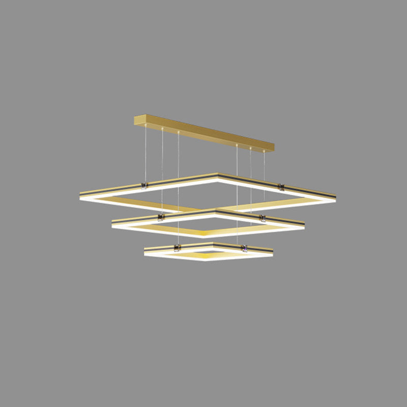 Luminaires de lustre à 3 niveaux modernes lampe suspendue à LED en métal pour le salon