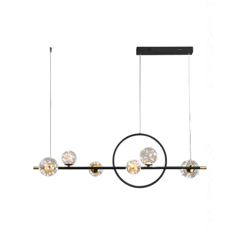 Contemporary Glass Chandelier Lamp Linear Island Pendant for Dining Room