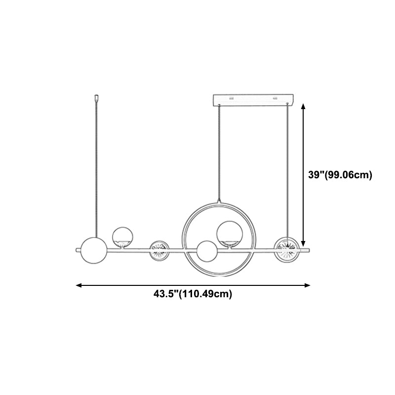 Contemporary Glass Chandelier Lamp Linear Island Pendant for Dining Room