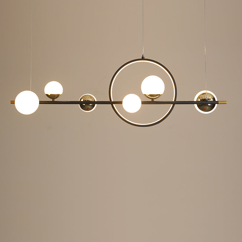 Contemporary Glass Chandelier Lamp Linear Island Pendant for Dining Room