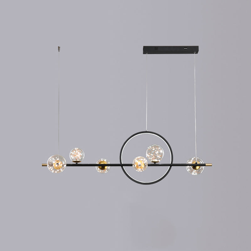 Contemporary Glass Chandelier Lamp Linear Island Pendant for Dining Room