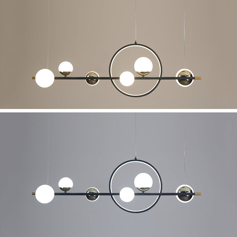 Contemporary Glass Chandelier Lamp Linear Island Pendant for Dining Room