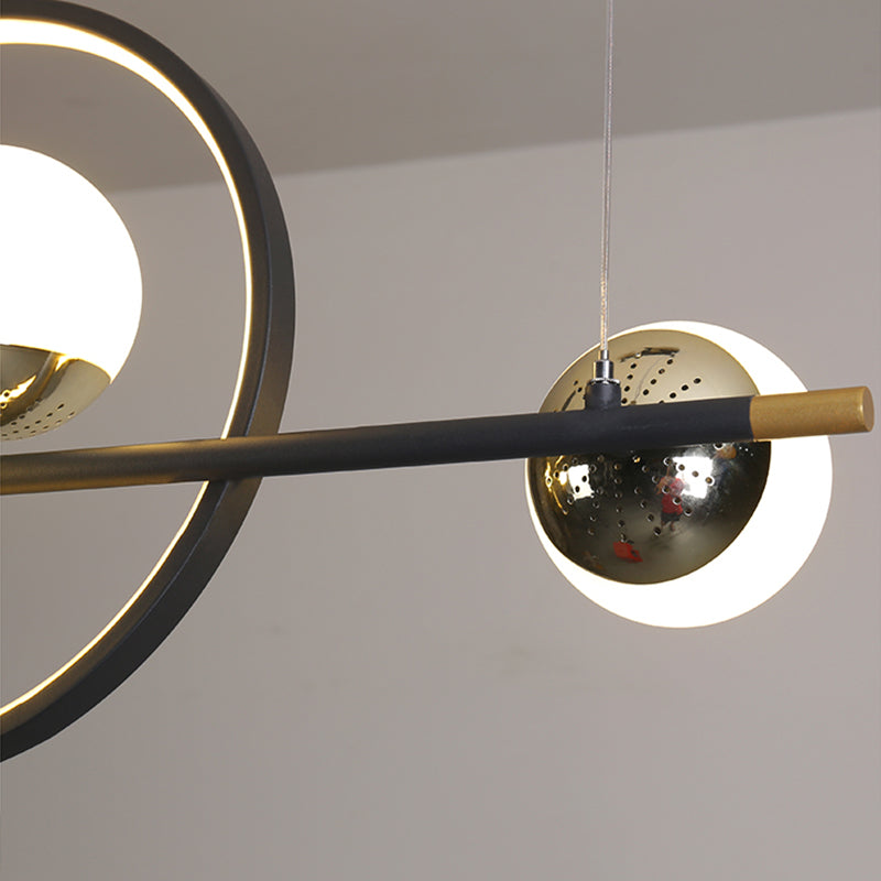 Contemporary Glass Chandelier Lamp Linear Island Pendant for Dining Room