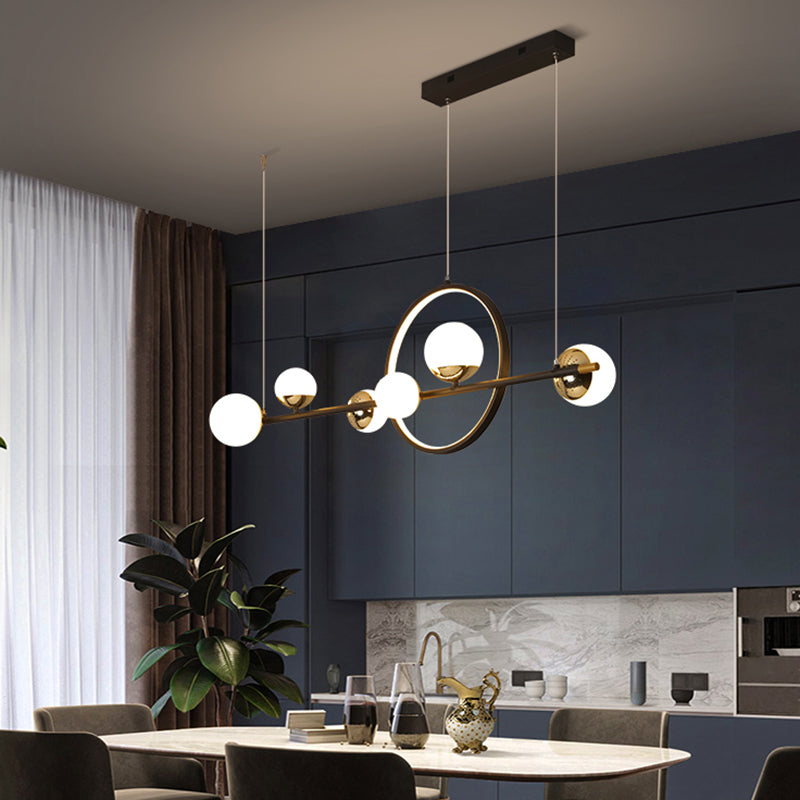 Contemporary Glass Chandelier Lamp Linear Island Pendant for Dining Room