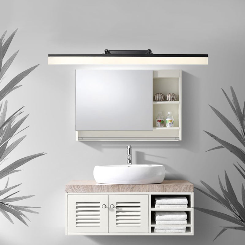 Metal Linear Shade Swing Arm Wall Lights Modern 1 Head Wall Mount Fixture in Black
