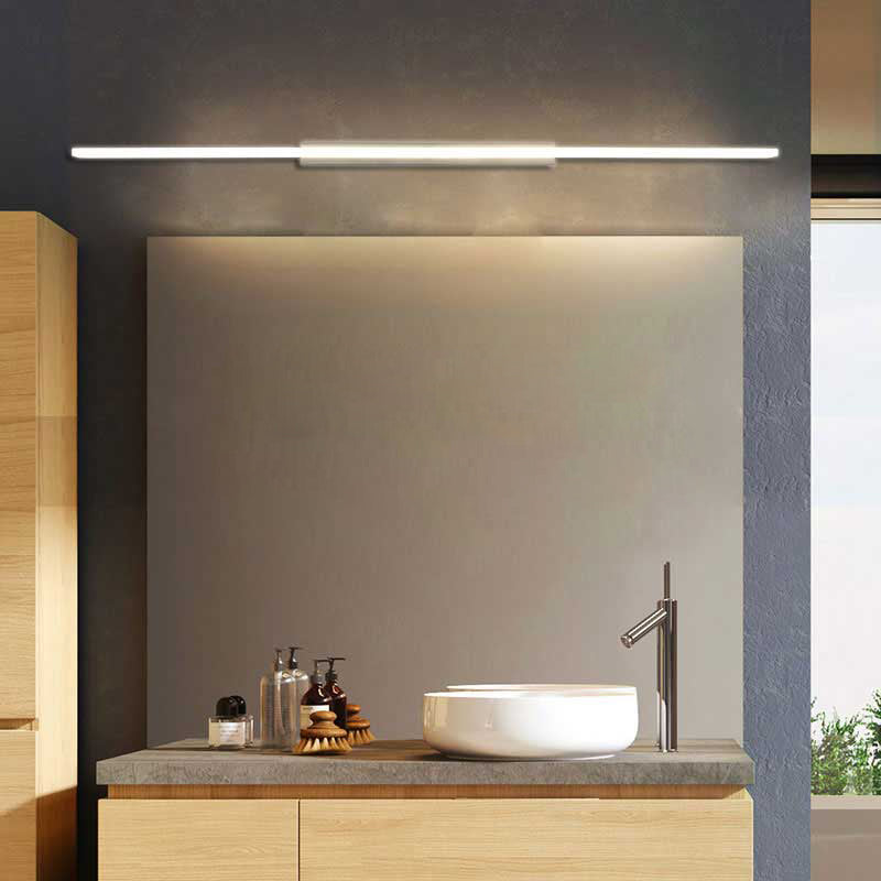 Acconde da muro di tonalità lineare a 1 luce moderna moderna illuminazione da parete specchio in stile semplice in bianco