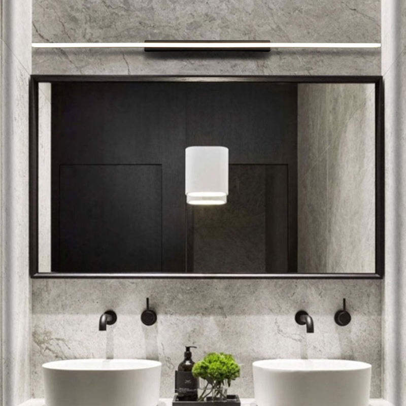 Acconde da muro di tonalità lineare a 1 luce moderna moderna illuminazione da parete specchio in stile semplice in bianco