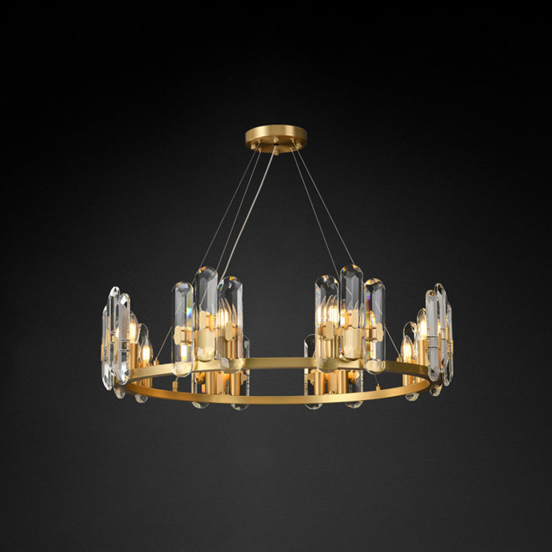 Contemporary Copper Ceiling Pendant Light Wheel Hanging Pendant Light for Living Room