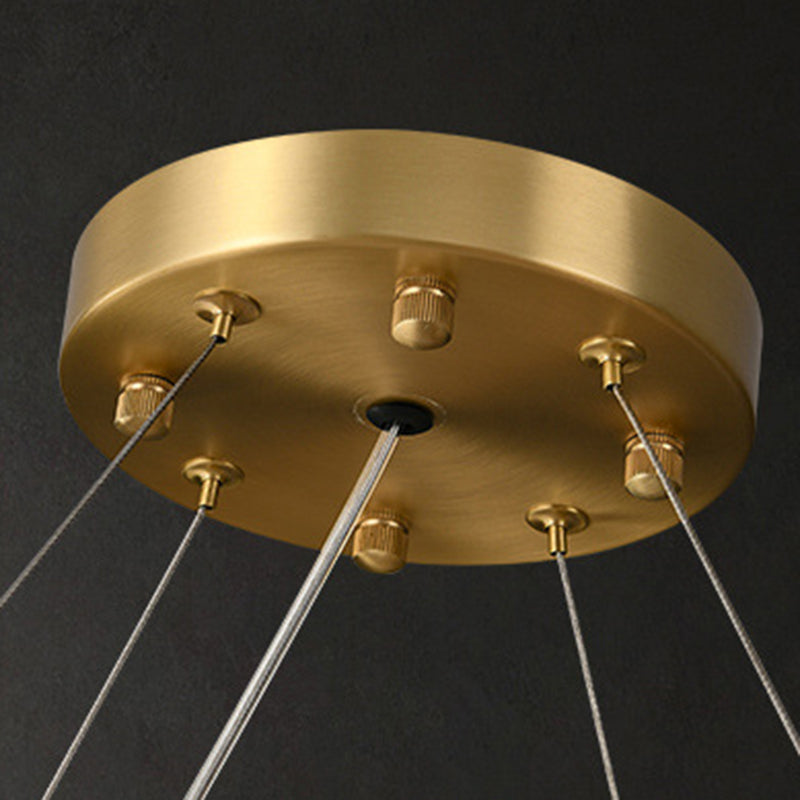 Contemporary Copper Ceiling Pendant Light Wheel Hanging Pendant Light for Living Room