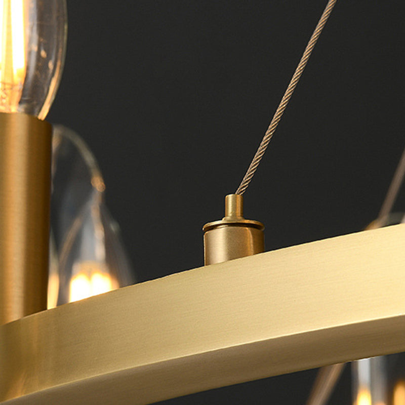 Contemporary Copper Ceiling Pendant Light Wheel Hanging Pendant Light for Living Room