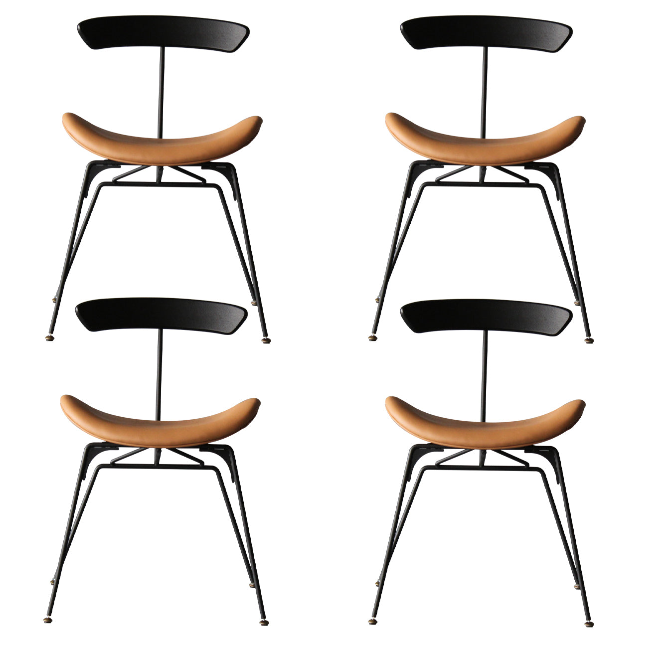 Ensembles de chaises latérales à dossier ouvert de chaise de salles à manger de cuisine en métal contemporain