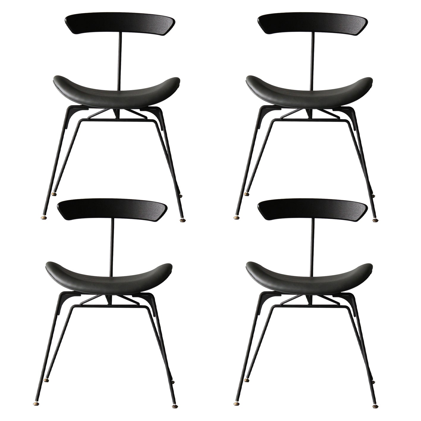 Ensembles de chaises latérales à dossier ouvert de chaise de salles à manger de cuisine en métal contemporain