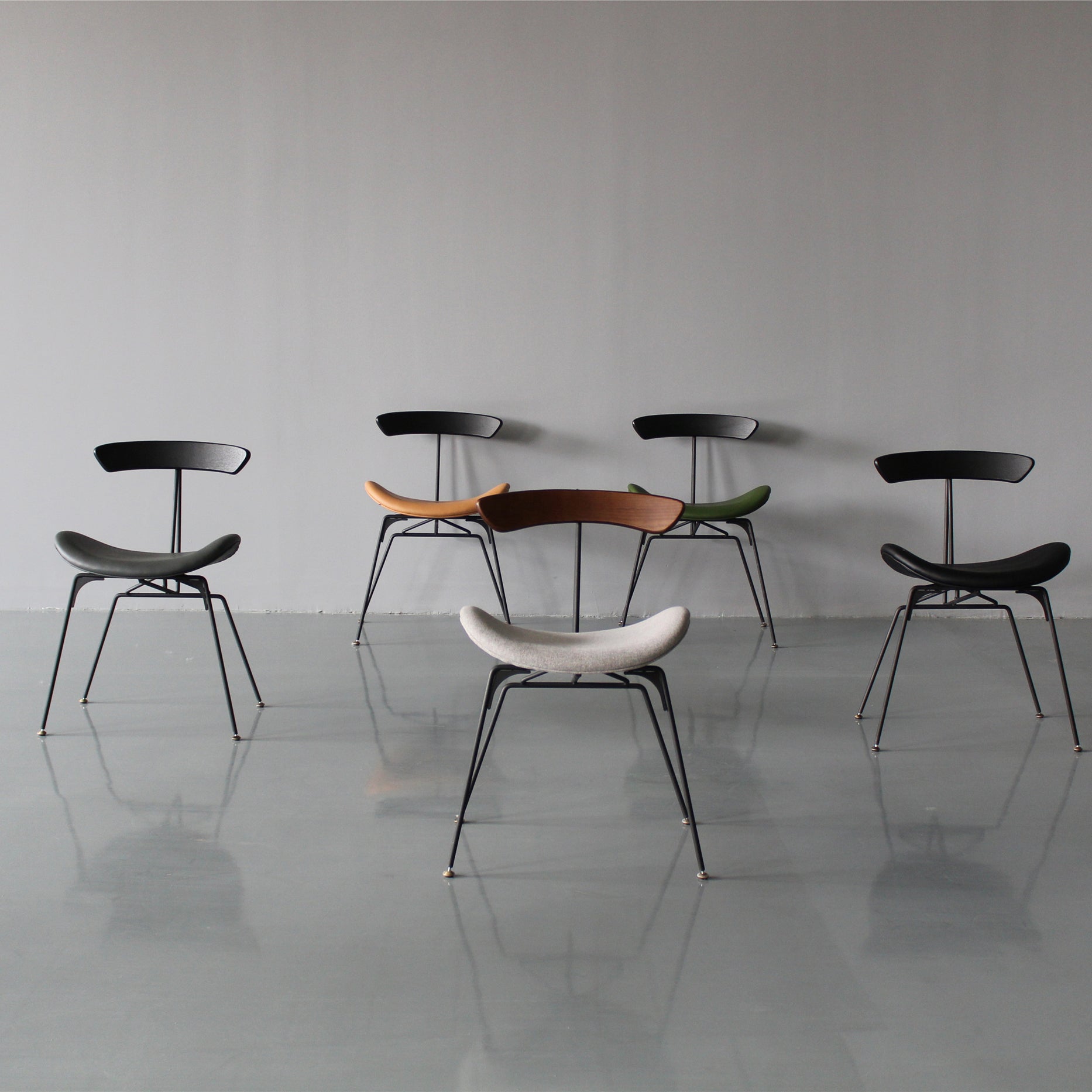 Ensembles de chaises latérales à dossier ouvert de chaise de salles à manger de cuisine en métal contemporain