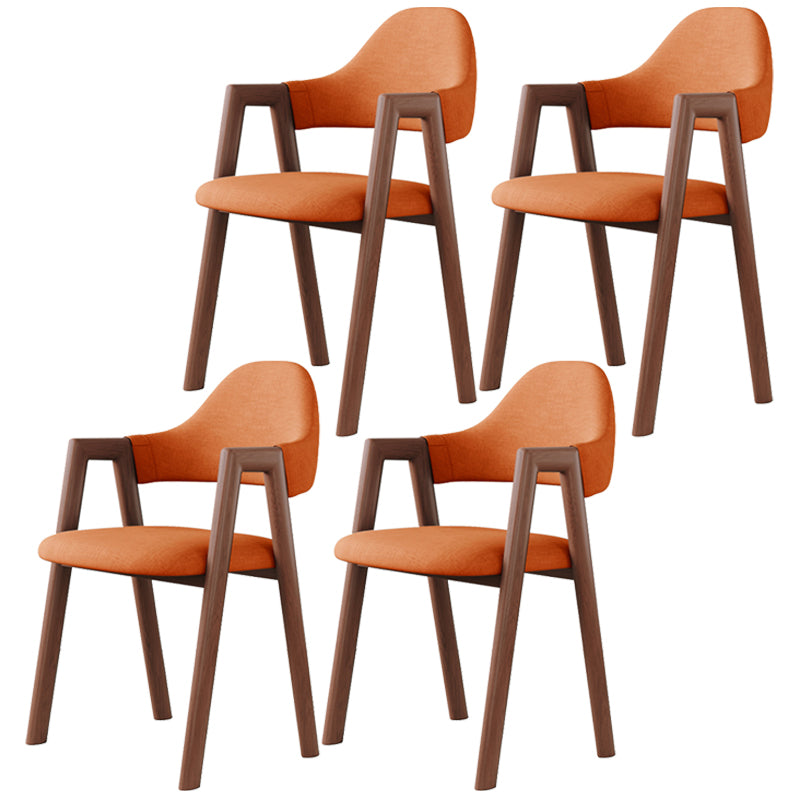Contemporary Brown Kitchen Dining Arm Chair Wood Opening Back Dining Arm Chair