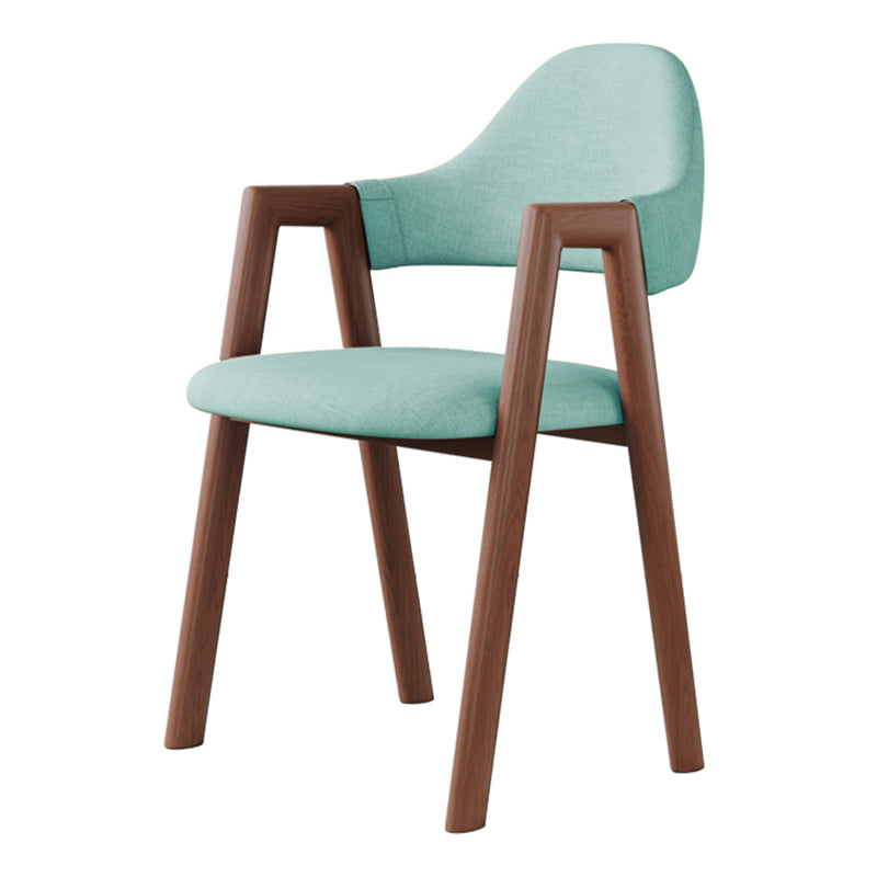 Contemporary Brown Kitchen Dining Arm Chair Wood Opening Back Dining Arm Chair