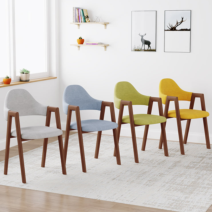 Contemporary Brown Kitchen Dining Arm Chair Wood Opening Back Dining Arm Chair