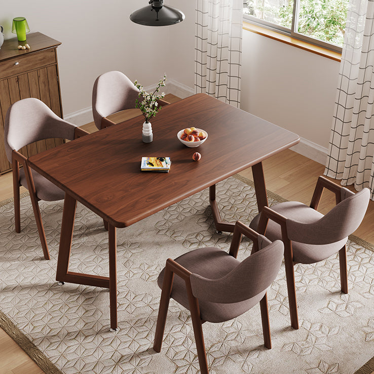 Contemporary Brown Kitchen Dining Arm Chair Wood Opening Back Dining Arm Chair