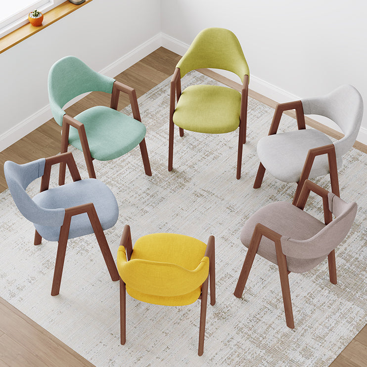 Contemporary Brown Kitchen Dining Arm Chair Wood Opening Back Dining Arm Chair