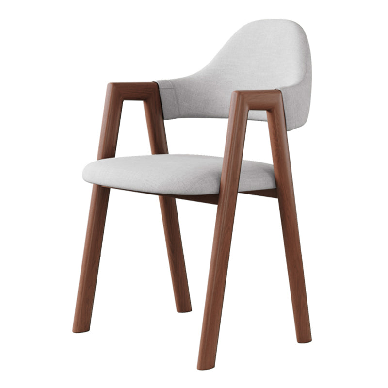 Contemporary Brown Kitchen Dining Arm Chair Wood Opening Back Dining Arm Chair