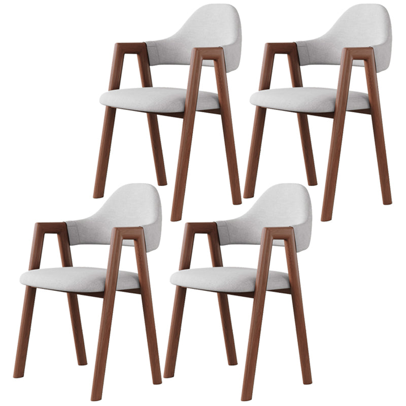 Contemporary Brown Kitchen Dining Arm Chair Wood Opening Back Dining Arm Chair