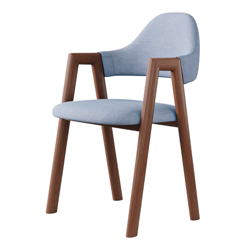 Contemporary Brown Kitchen Dining Arm Chair Wood Opening Back Dining Arm Chair