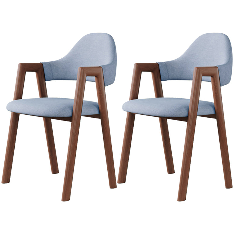 Contemporary Brown Kitchen Dining Arm Chair Wood Opening Back Dining Arm Chair