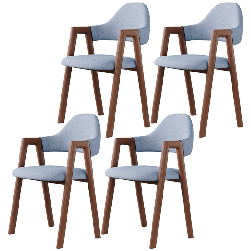 Contemporary Brown Kitchen Dining Arm Chair Wood Opening Back Dining Arm Chair