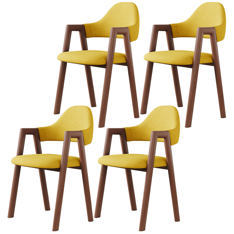 Contemporary Brown Kitchen Dining Arm Chair Wood Opening Back Dining Arm Chair