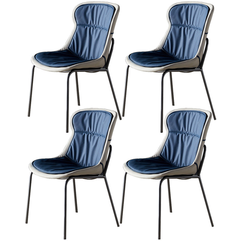 Chaises de salle à manger latérales en cuir Chaise latérale à oreilles rembourrée moderne avec pieds en métal