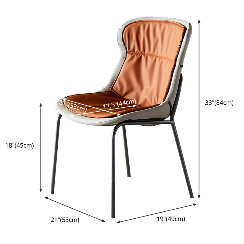 Chaises de salle à manger latérales en cuir Chaise latérale à oreilles rembourrée moderne avec pieds en métal