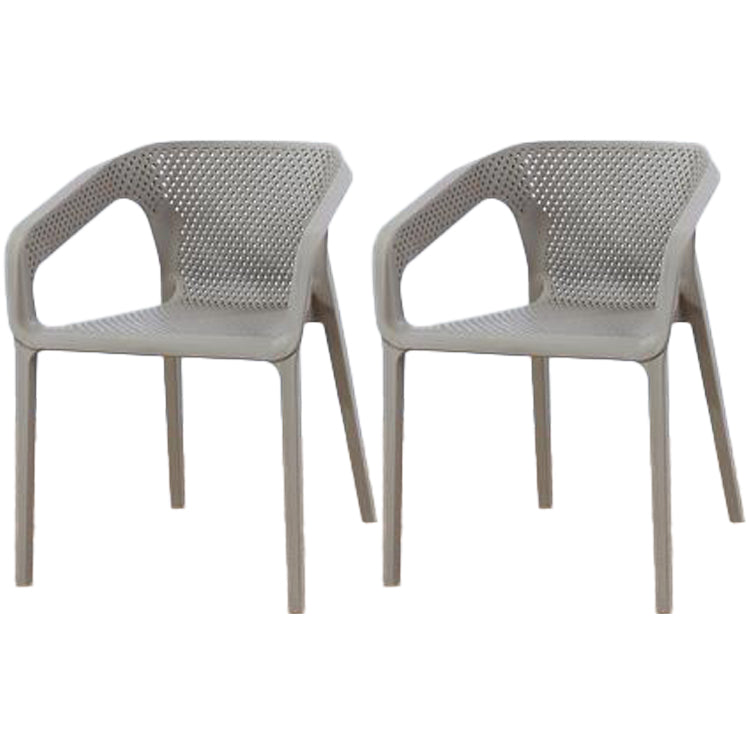 Contemporary Style Dining Room Plastic Arm Chair Multicolor Stacking Dining Chair