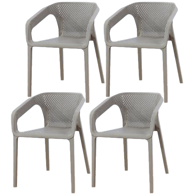 Contemporary Style Dining Room Plastic Arm Chair Multicolor Stacking Dining Chair