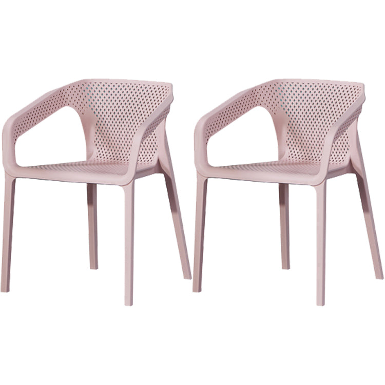 Contemporary Style Dining Room Plastic Arm Chair Multicolor Stacking Dining Chair