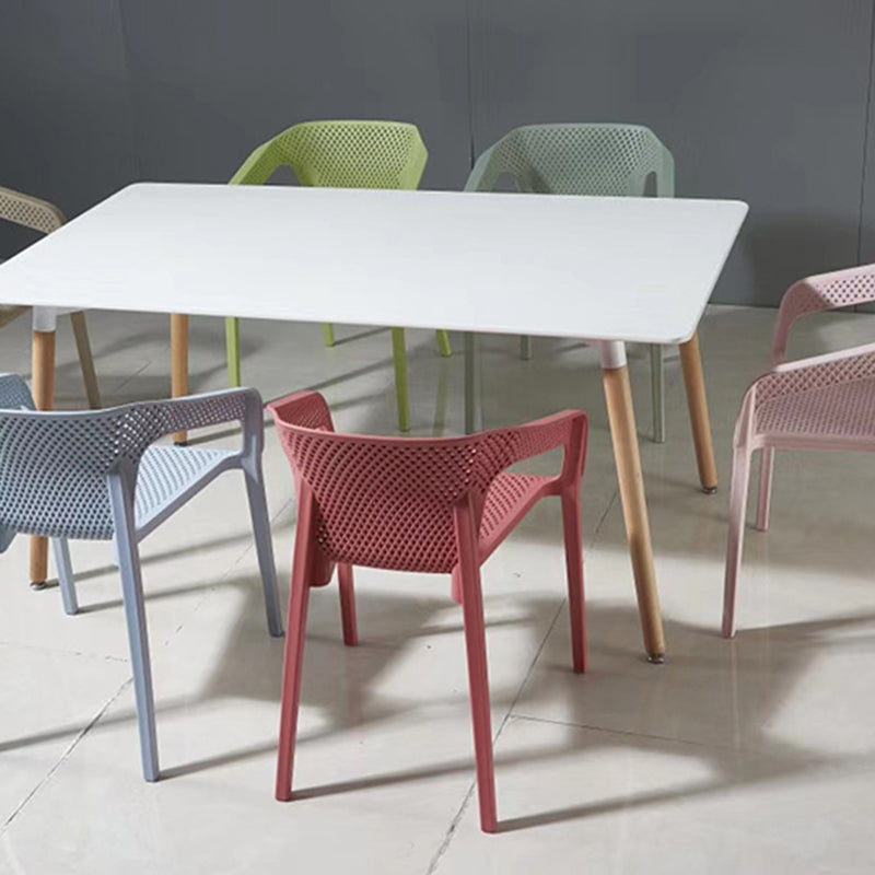 Contemporary Style Dining Room Plastic Arm Chair Multicolor Stacking Dining Chair