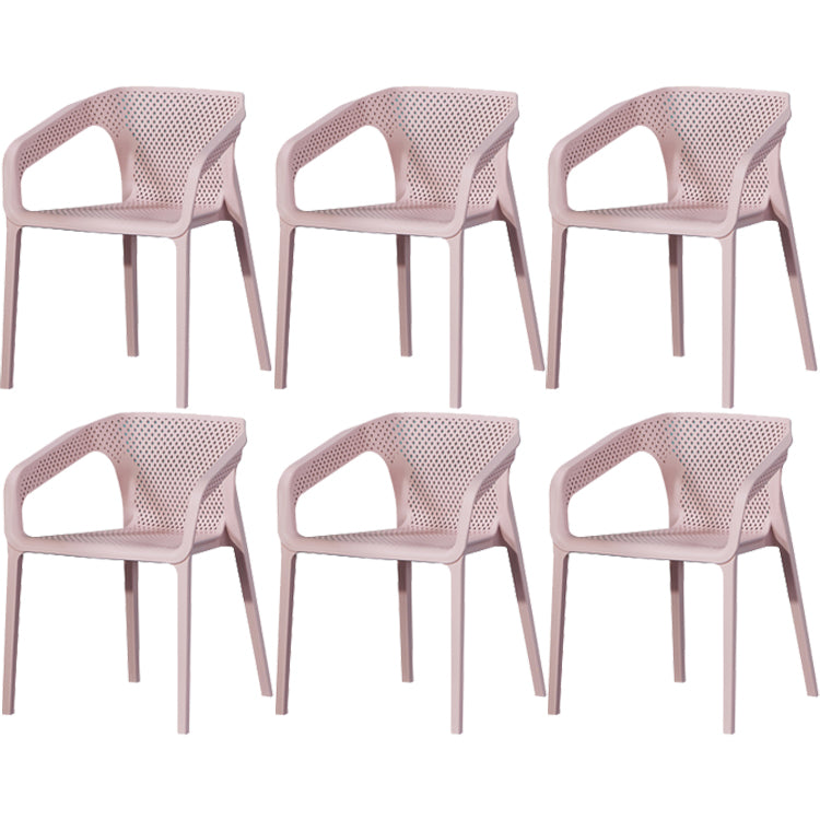Contemporary Style Dining Room Plastic Arm Chair Multicolor Stacking Dining Chair